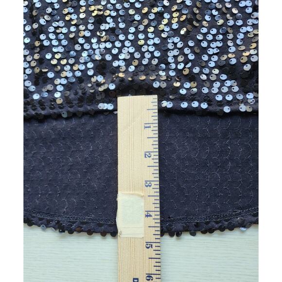 TOP-NUE OPTIONS-Black Sequins-Shirt Tail Bottom-3/4 Sleeves-Reflective-Size MED - Picture 14 of 14